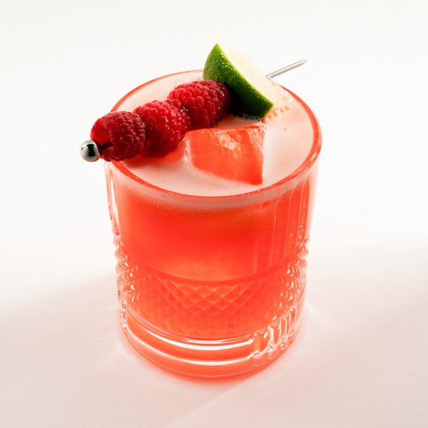 SKYY Cocktail with Aperol and raspberries