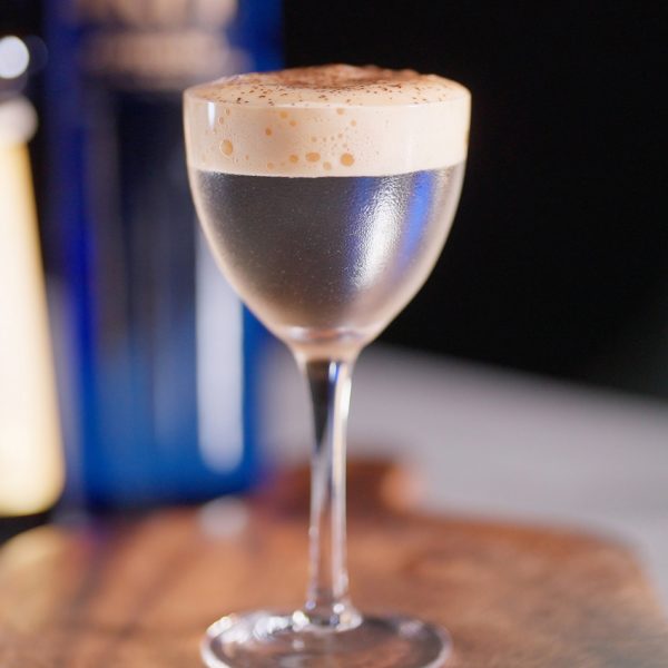 Clear Espresso Martini with foam top