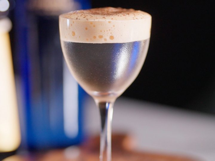 Clear Espresso Martini with foam top