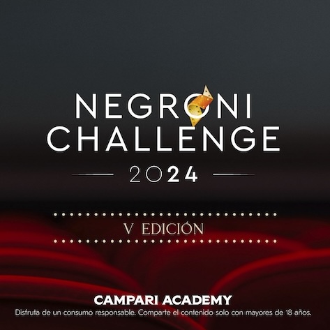 Logo de la competición de coctelería Negroni Challenge 2024. Fondo de butacas de cine.